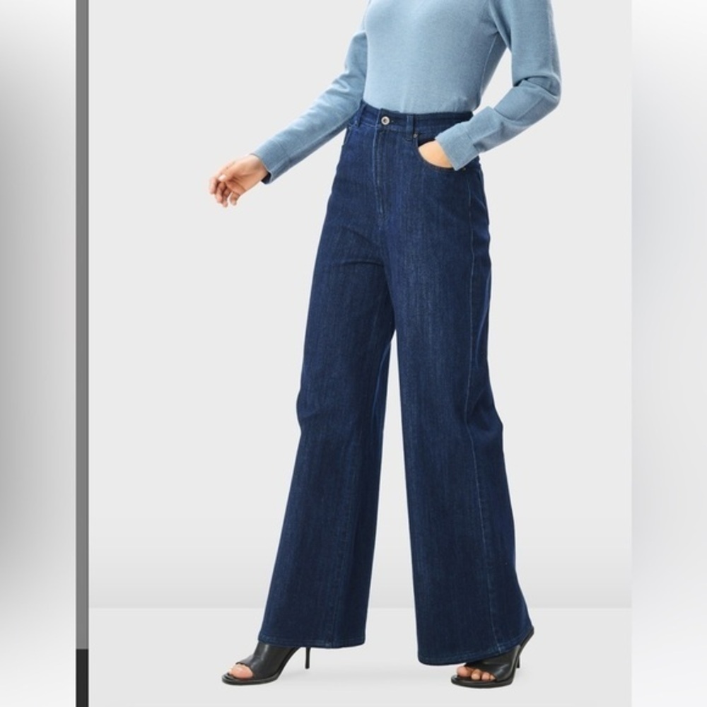 ESHAKTI Dark Blue Wash very Wide Leg Denim Jeans
